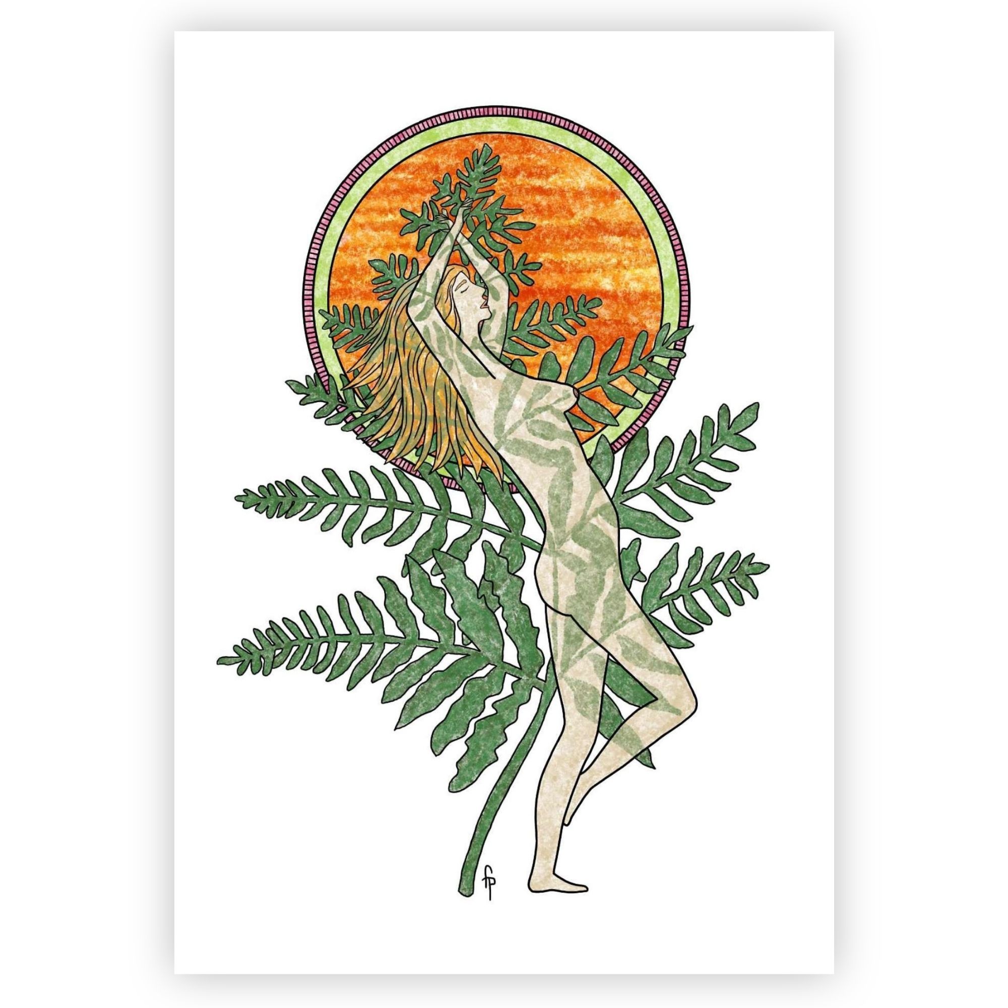 Illustration symbolique Sève Ancestrale représentant une femme et la nature