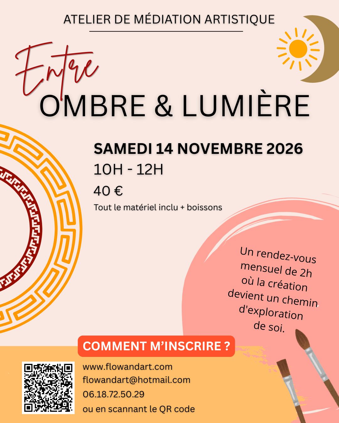 Atelier de médiation artistique angers - thème entre ombre et lumière