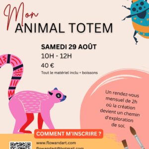Atelier de médiation artistique angers - thème mon animal totem